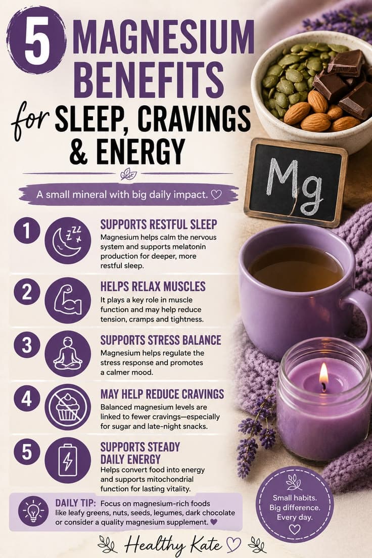5 magnesium benefits for sleep, cravings and energy
