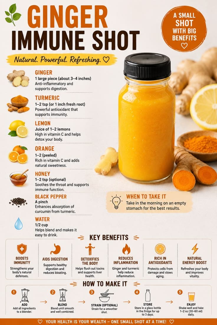 Ginger turmeric wellness shots with fresh lemon, orange, ginger root and turmeric