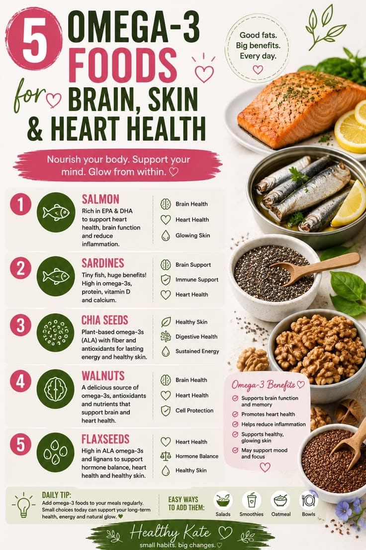 5 omega-3 foods for brain, skin and heart health