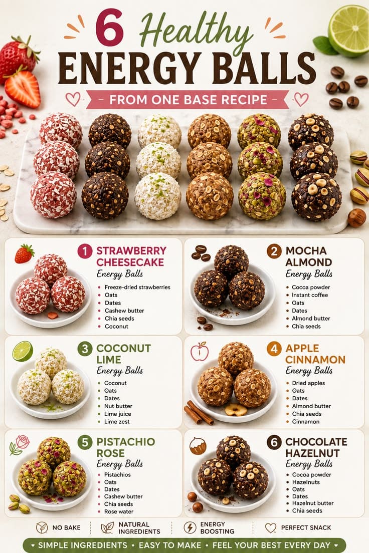 6 healthy energy ball recipes from one base recipe
